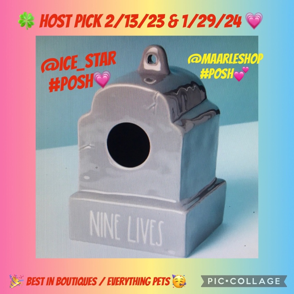 Rae Dunn Nine Lives 8in Tombstone 🪦 birdhouse New